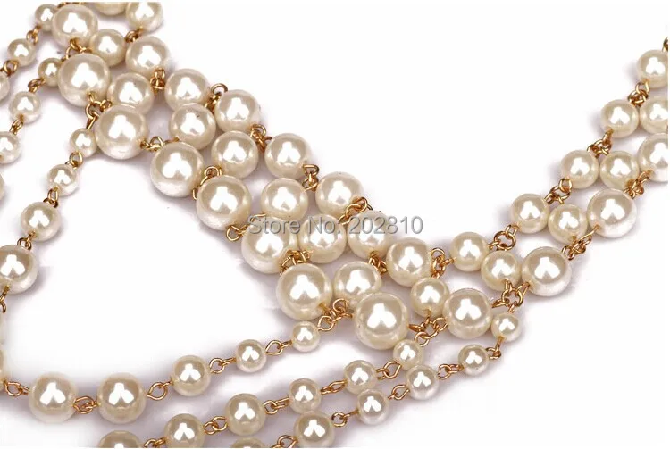 Ожерелье с жемчугом для девочек 5 слоев золотистое колье длиной 50 см Модная