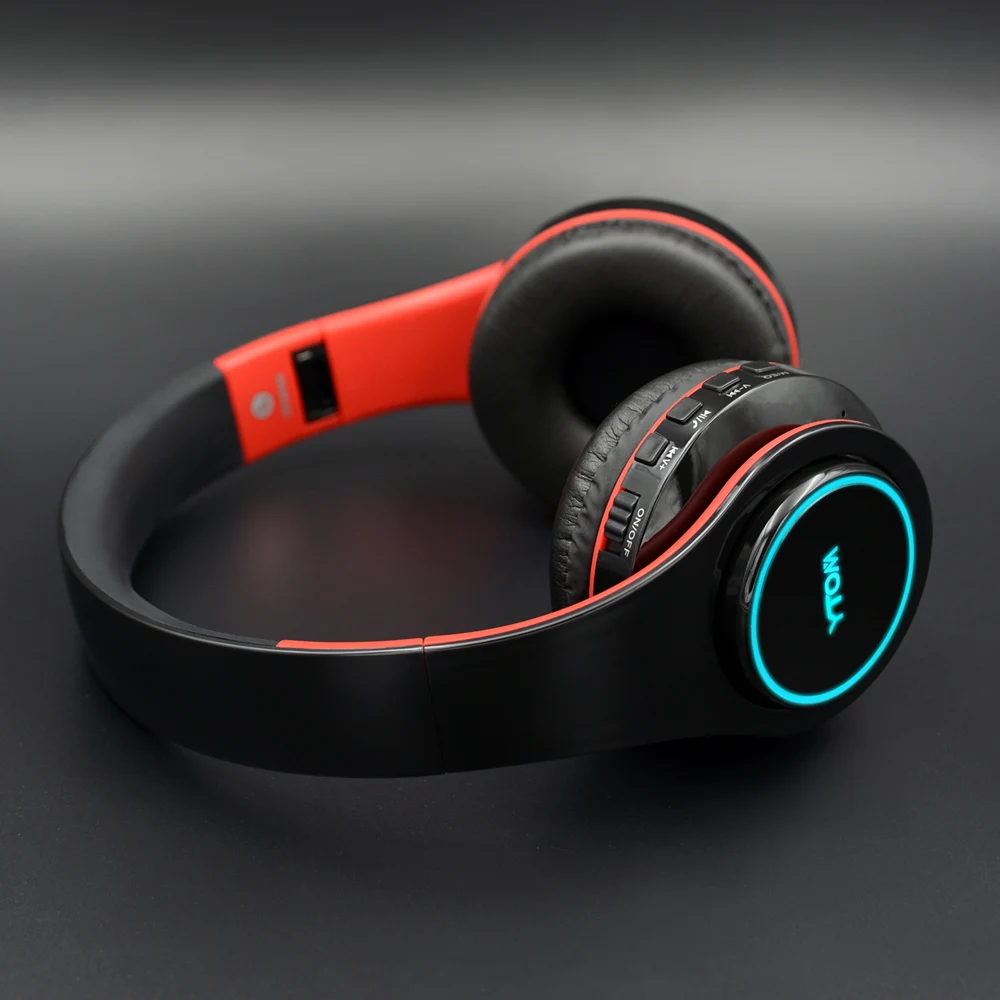 Y1 беспроводные наушники Bluetooth гарнитура с 7 светодиодный светильник(может вкл/выкл) Поддержка TF карты наушники с микрофоном для ПК ТВ телефона xiaomi