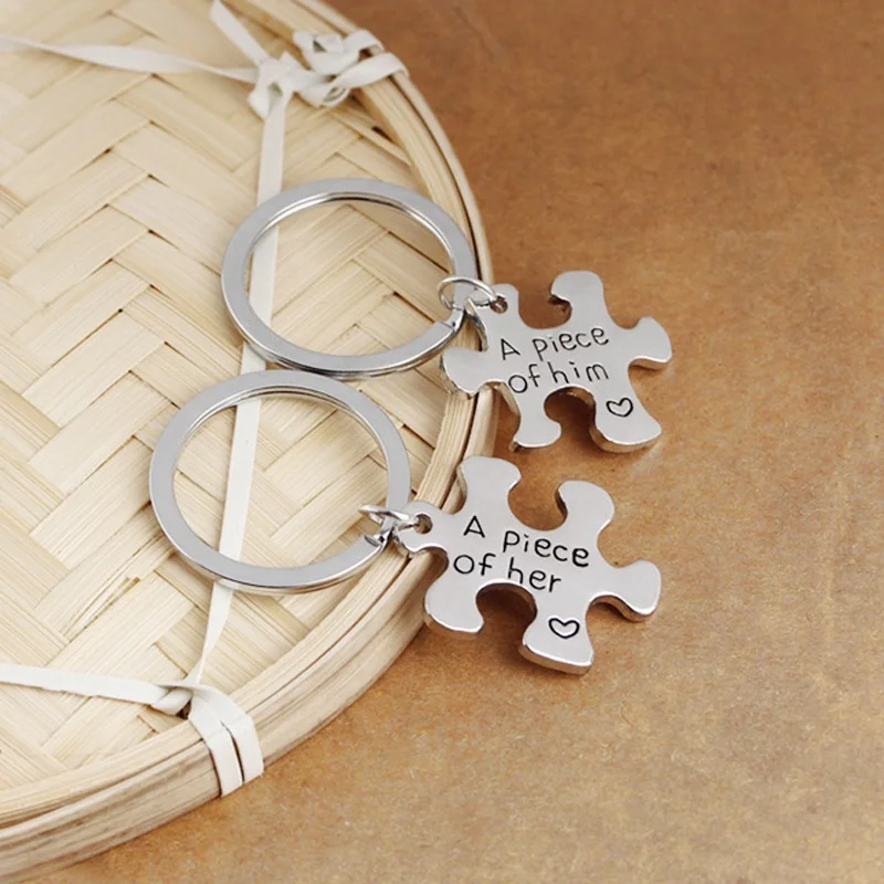 2 шт./лот кусок ее его головоломка брелок для ключей бойфренд девушка сообщение