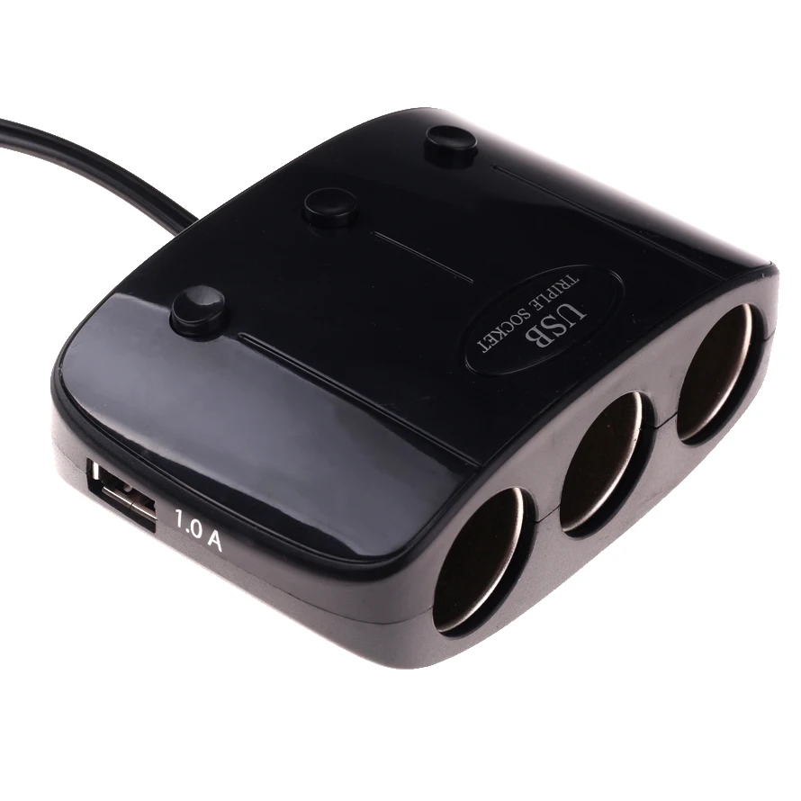Автомобильный прикуриватель с двумя usb-портами и 3 разъемами, автомобильное зарядное устройство, адаптер 12 В/24 В, разветвитель для автомобиля