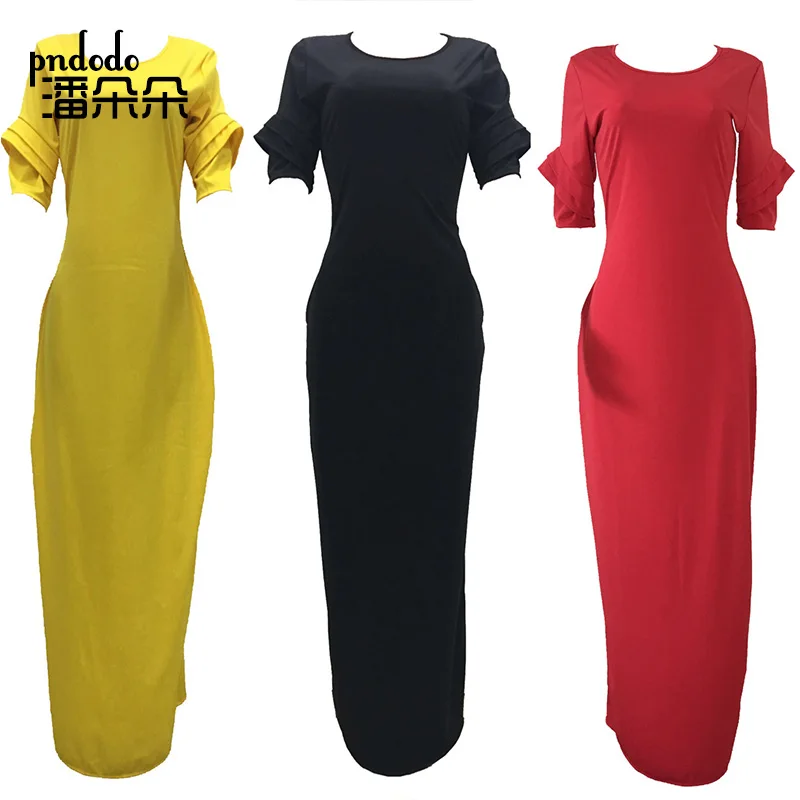 Женское платье макси Pndodo Повседневное в пол с широким рукавом и