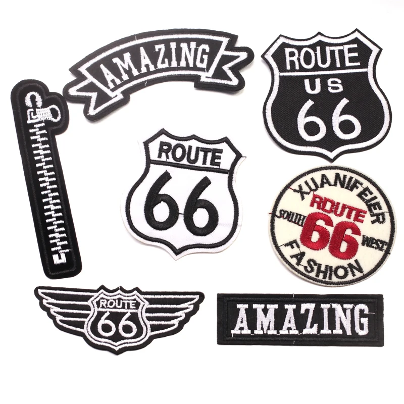 2 шт крутые железные нашивки для одежды молния Route 66 удивительные вышитая
