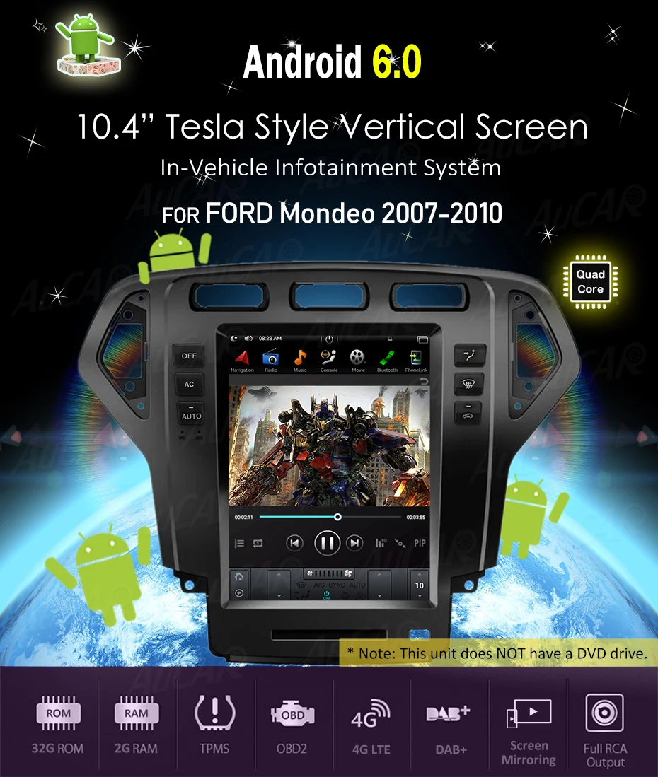 Tesla style 10," для Ford Mondeo 2007-2010 автомобильный радиоприемник 2 DIN Android 8,1 Кассетный плеер 1 din мультимедийный стерео ips HDMI AHD BT