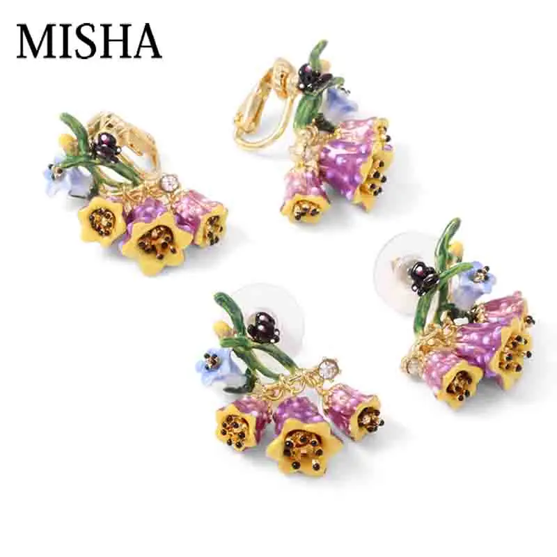 Серьги подвески MISHA женские серьги гвоздики с эмалированной Глазурью Ручной