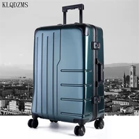 klqdzms 2024inch fashion rolling luggage spinner carry on trolley suitcase aluminum frame travel bags on wheels