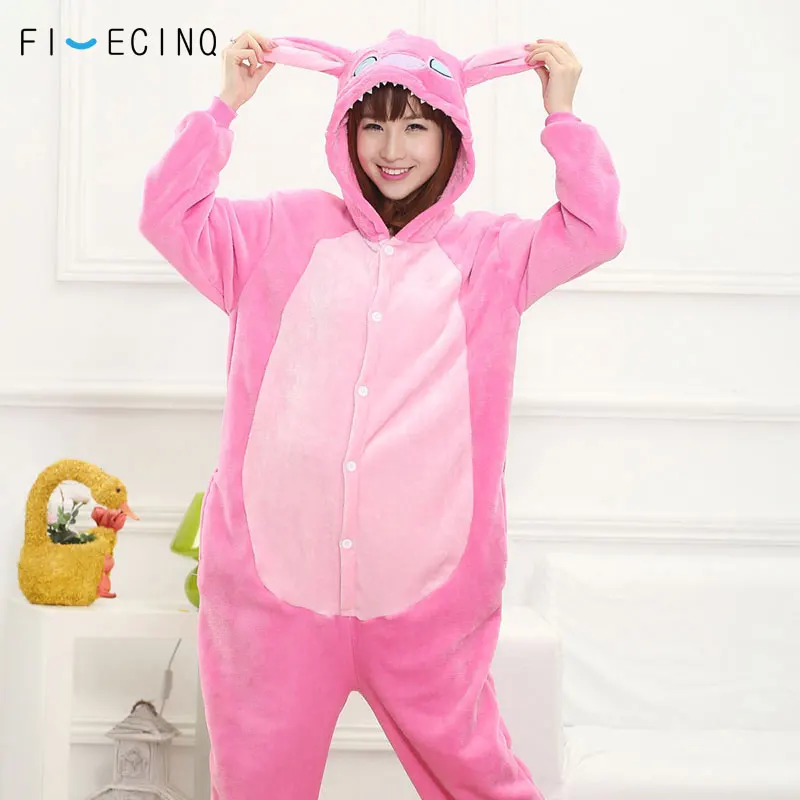 pink stitch Костюм животного для косплея для женщин и мужчин; Забавный комбинезон; фланелевый мягкий зимний теплый комбинезон; карнавальные вечерние костюмы - Цвет: pink stitch