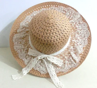 Летняя соломенная шляпа с кружевными полями sombrero floppy пляжная для женщин 5 видов