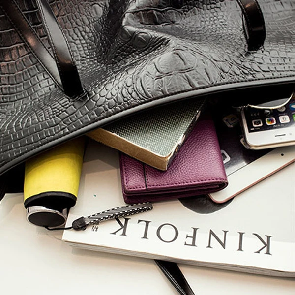 ICON новая модная повседневная блестящая сумка тоут из кожи аллигатора