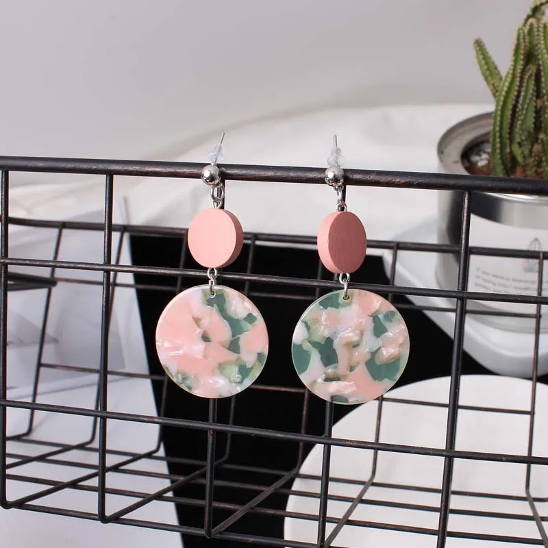 Женские серьги в стиле панк простые деревянные сережки с уксусным кислотным