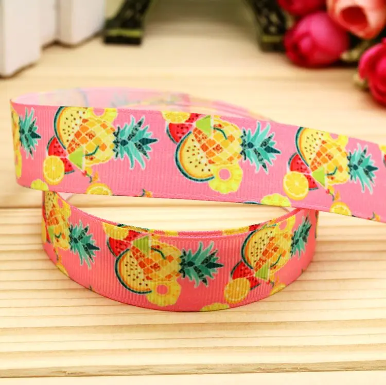 7/8'' Free shipping pineapple fruits printed grosgrain ribbon hair bow headwear party decoration wholesale OEM 22mm H5195 | Дом и сад