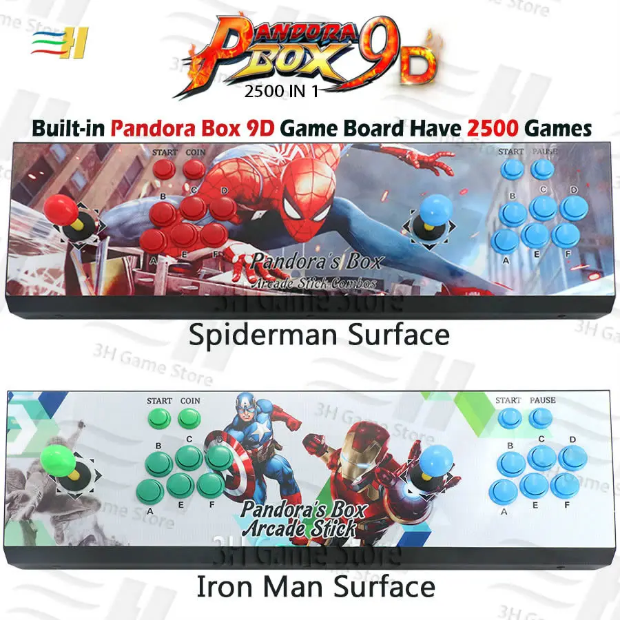 Pandora box 9d 2500 В 1 железная консоль аркадная игра контроллер Поддержка 3d игры консоль машина Поддержка 3P 4P usb подключение геймпад
