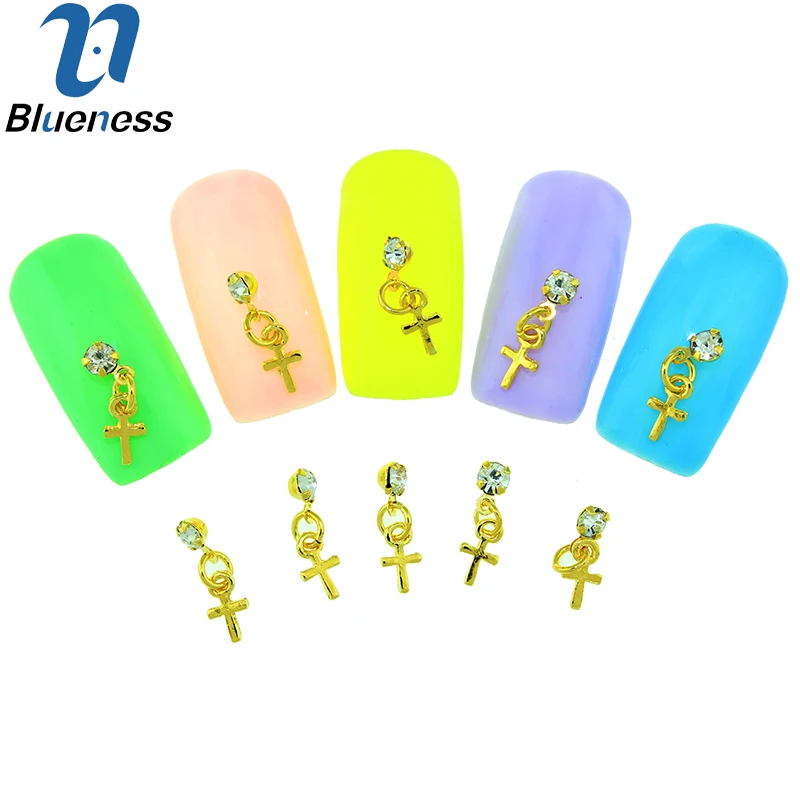10 шт./лот 3D Классический крест кулон дизайн Стразы для маникюра горный хрусталь