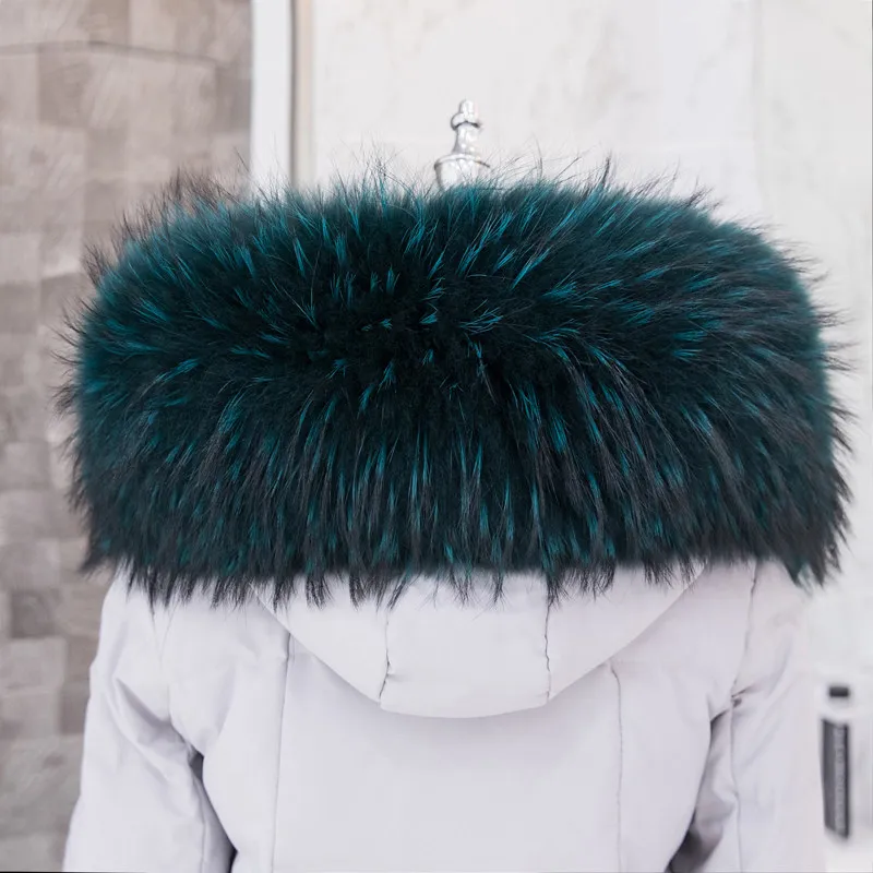 ZDFURS* Роскошный шейный теплый меховой шарф для пальто зимой натуральный мех енота меховой воротник шарф для меховая Парка женская шаль обертывания