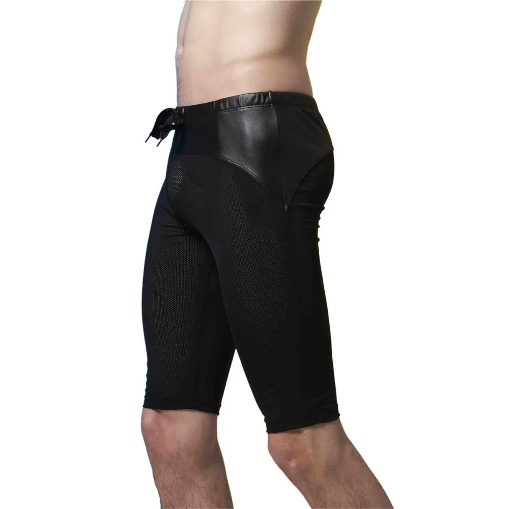 Мужские боксеры из искусственной кожи сетчатые обтягивающие средние мужские