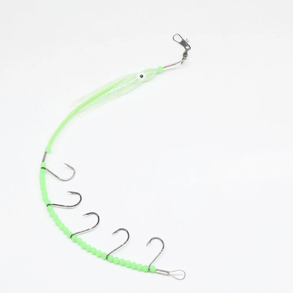 Световой Рыбалка крюк 5 Крючки приманки мягкий кальмар тропический прочный