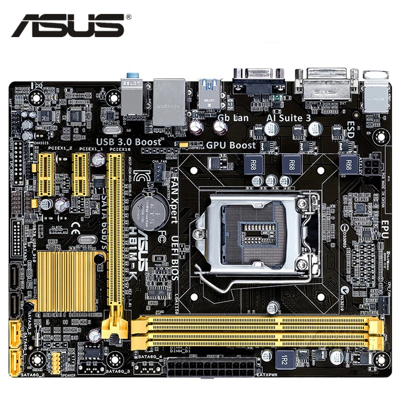 

Материнская плата LGA 1150 ASUS H81M-K Micro ATX, системная плата H81M DDR3 для Intel H81, 16 ГБ, десктопная материнская плата USB 3,0 H81MK, б/у