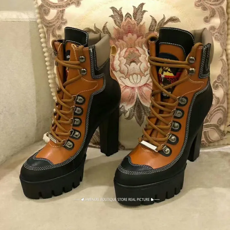 Зимние женские мотоциклетные сапоги на платформе и высоком каблуке 12 см; Botas Mujer; лоскутные шерстяные зимние сапоги с бахромой; ботильоны для женщин