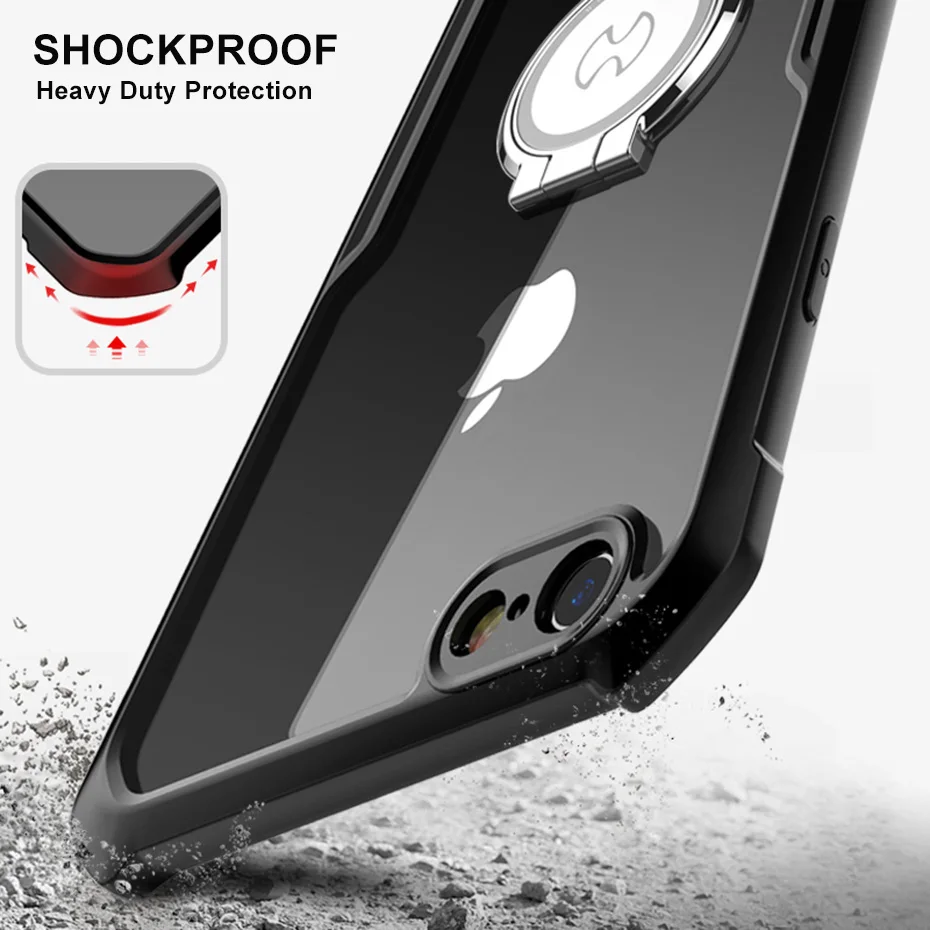 Роскошный противоударный прозрачный чехол с логотипом для iPhone 7 8 Plus кольцо на