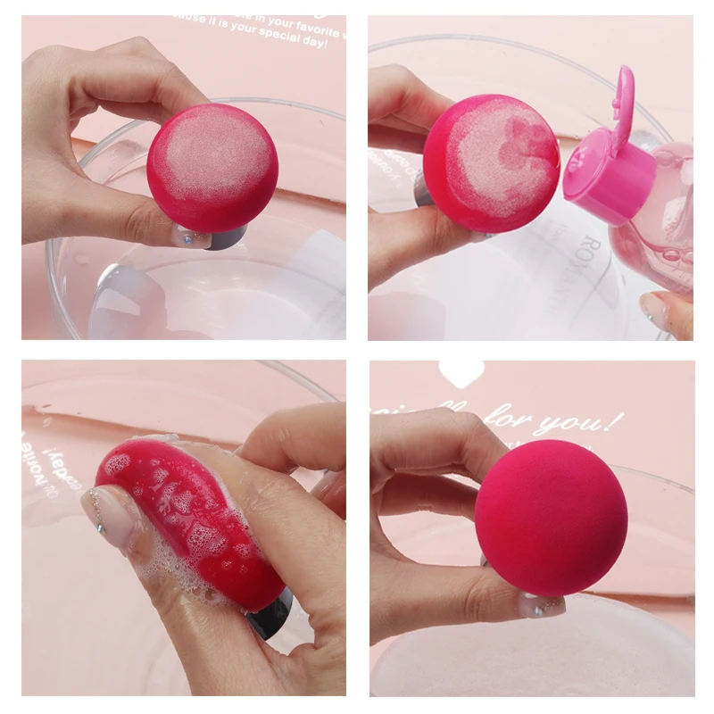 Brainbow 1PC Cosmetic Puff with Plastic Case Cute Mushroom Designed Soft Beauty Makeup Sponge Bigger into Water Portable Sponge| |