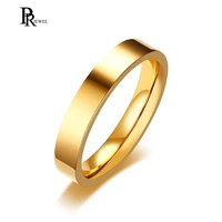 4mm gold tone domed high polished plain stainless steel wedding ring band for men women