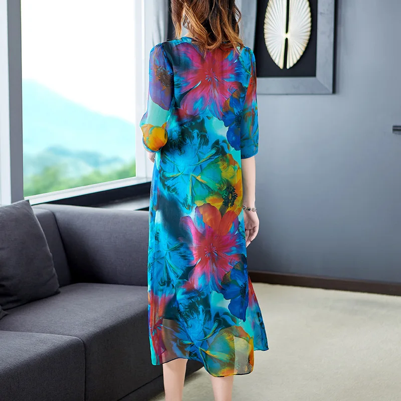 P93HT131 Новая мода весна и лето женская одежда плюс размер свободный принт средней