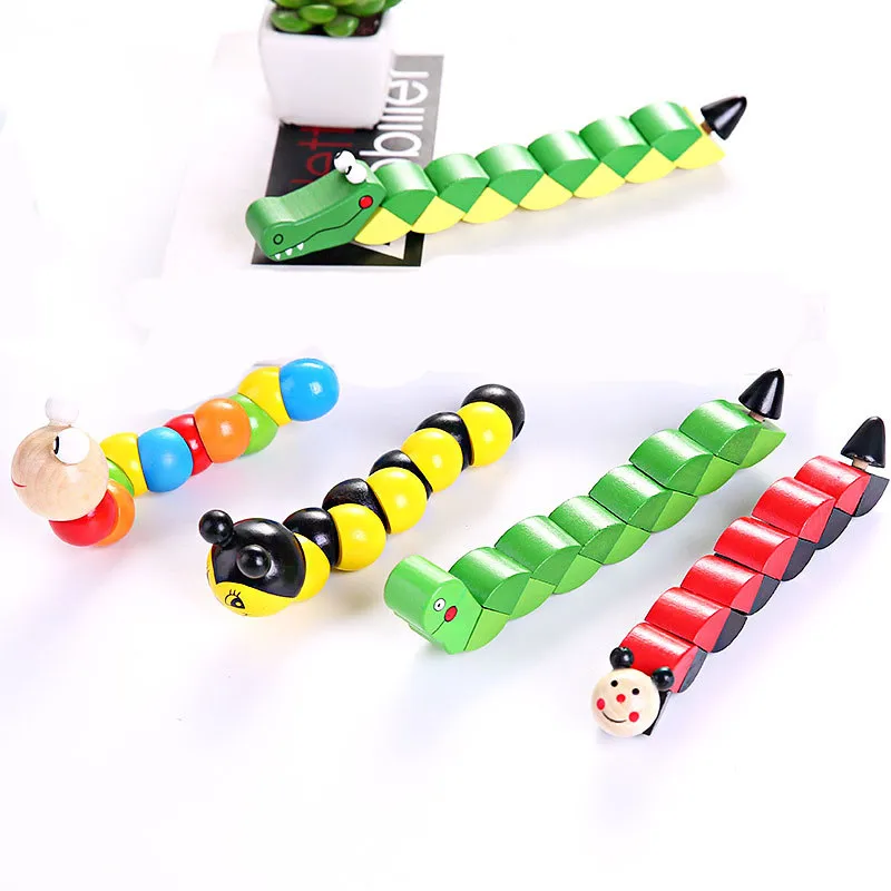 Colorful Wooden Worm Puzzles Kids Learning Educational Didactic Baby Development Toys Fingers Game For Children Montessori Gift