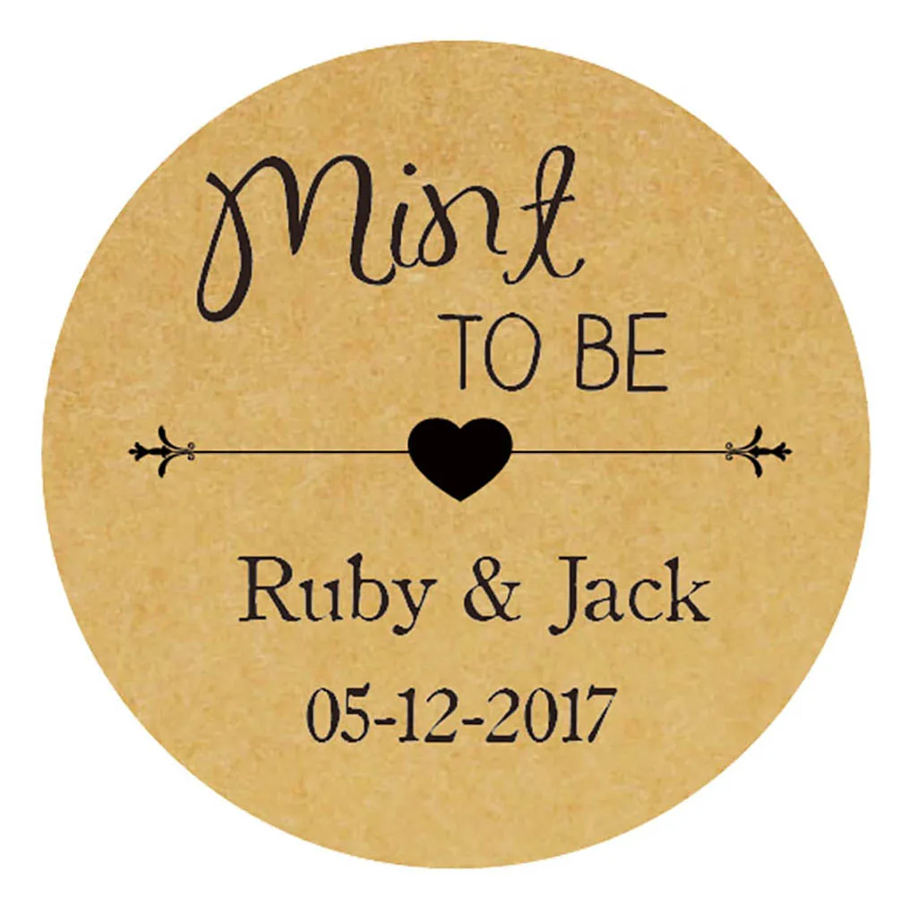

DouxArt 100pcs Personalized Wedding Stickers Mint to be, 40mm Heart Wedding Favors Party Communion Handmade Labels Seals P006
