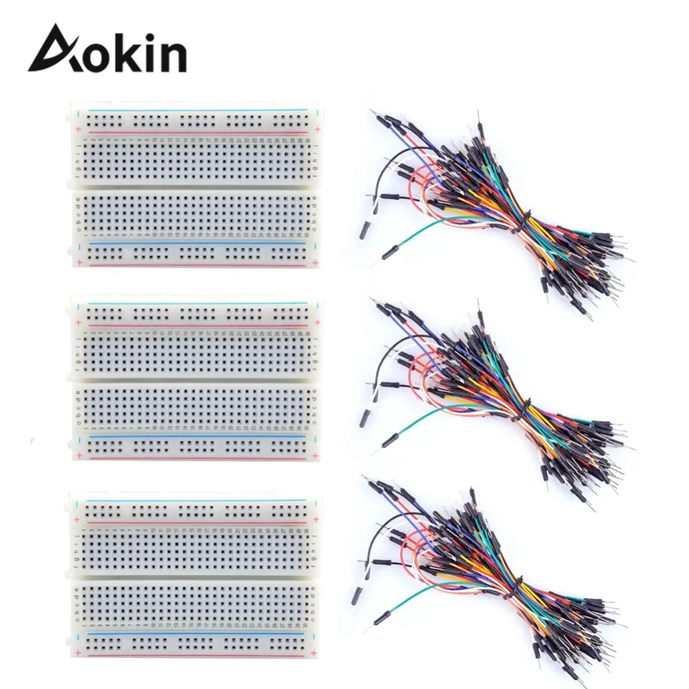 

3Pcs 400 Point Breadboards Kit 3 X 65Pcs M/M Flexible Breadboard Jumper Wires for Arduino Raspberry Pi