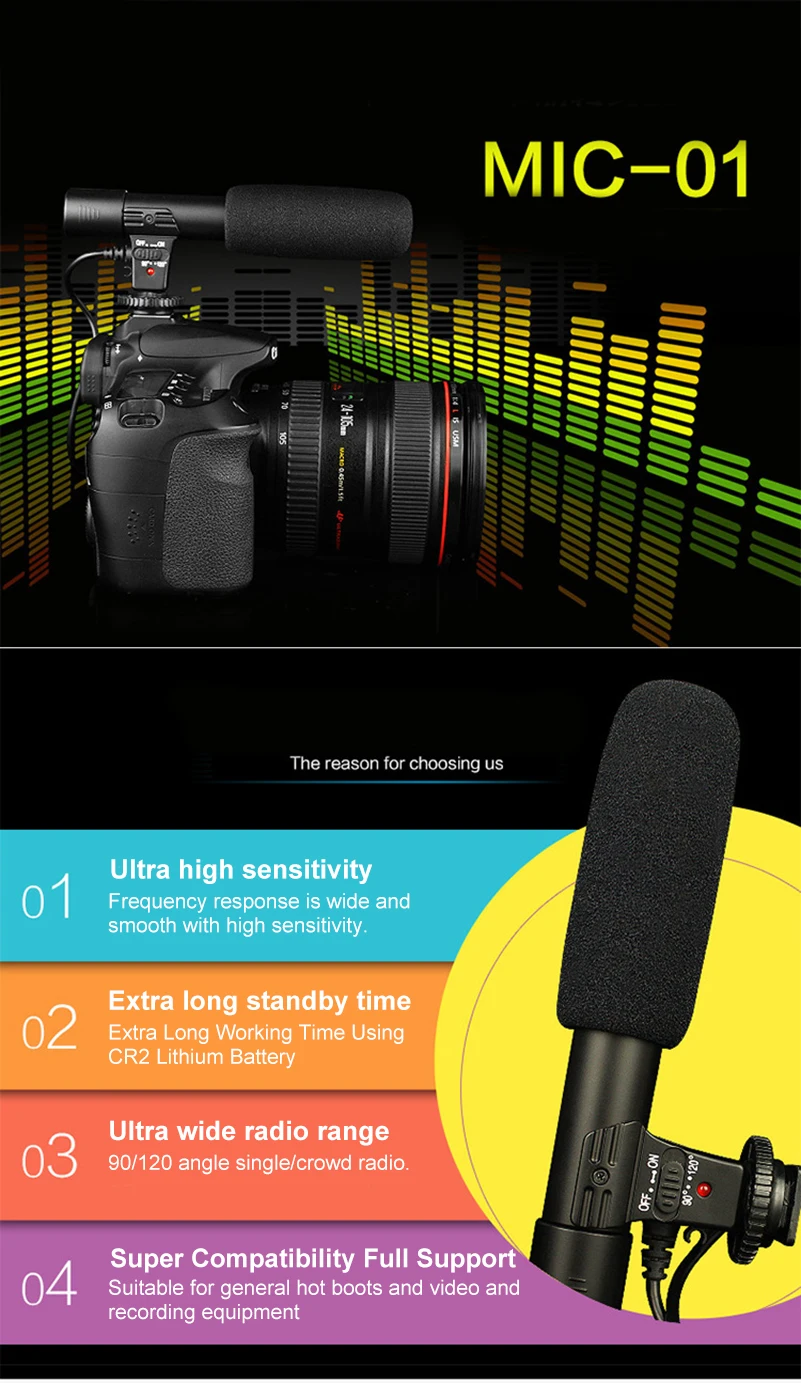 MIC-01 стерео камера-регистратор с микрофоном для Nikon Canon DSLR камеры компьютера ПК мобильного телефона микрофон для Xiaomi iphone 8 X samsung