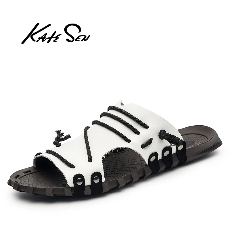 KATESEN/повседневные мужские сандалии летние шлепанцы с заклепками в британском