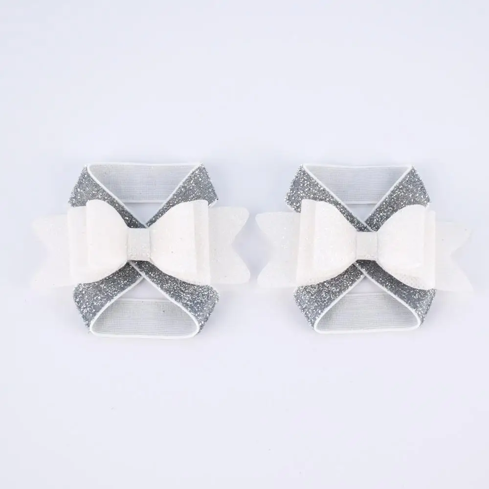 White-silver Новые блестящие босоножки ботинки бабочка для волос с блеском сандалии для новорожденных Крещение обувь для малышей фото реквизит новорожденных до 12 м - Цвет: White-silver