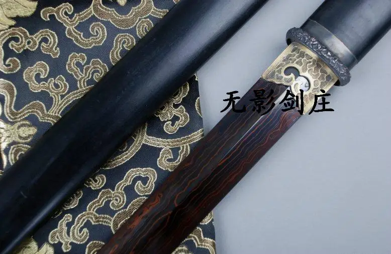 S3923 черное дерево с рисунком дамасский меч ниндзя темно-красное лезвие 42&quot |