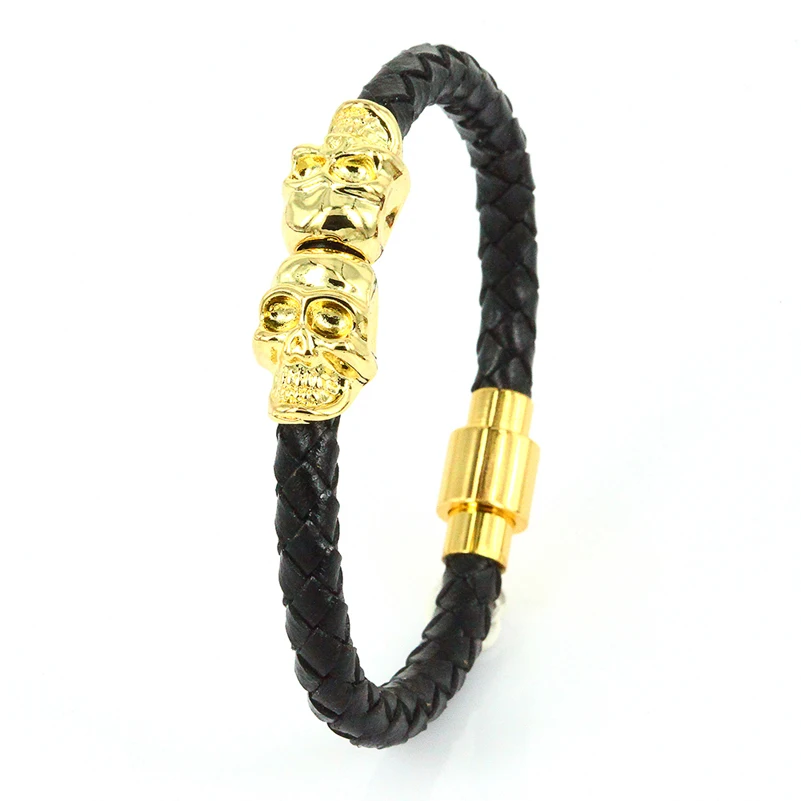 Двойные Браслеты с черепом для мужчин и женщин ювелирные изделия Northskull Cuero в