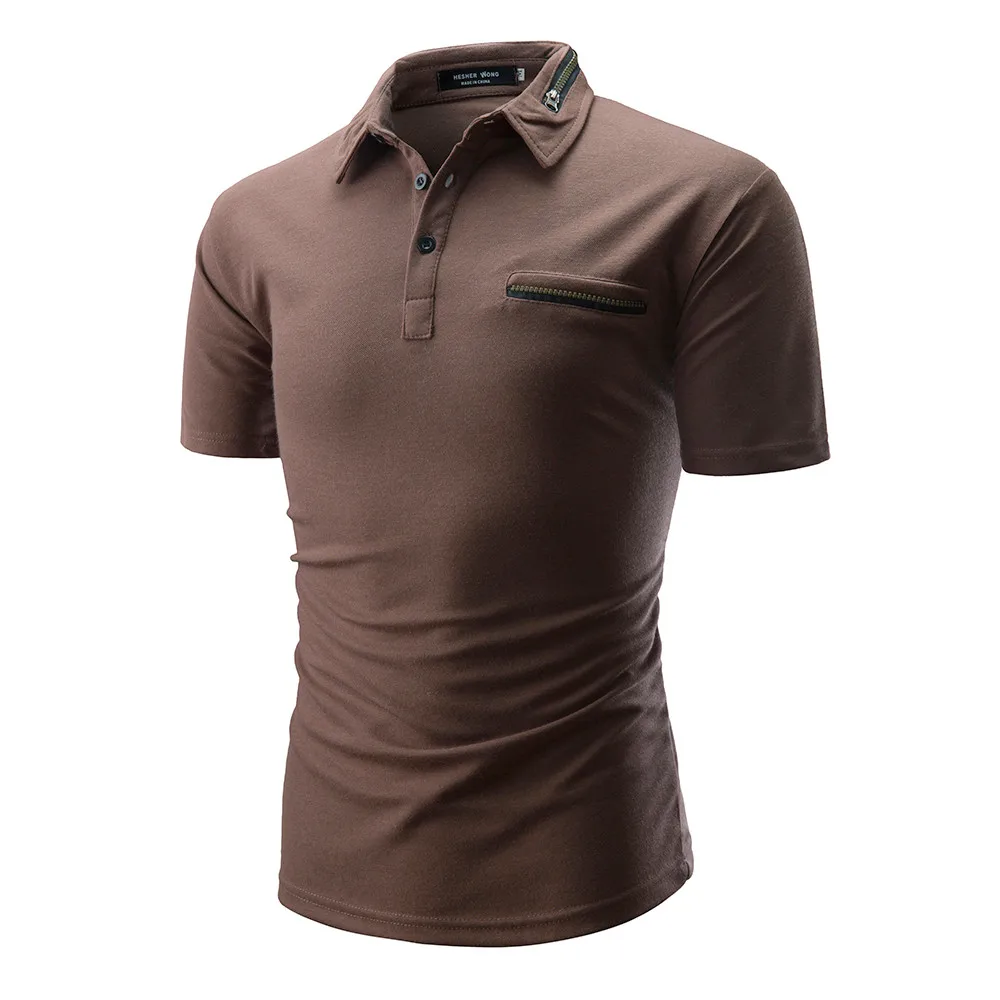 Новая модная летняя мужская футболка однотонная Повседневная рубашка на молнии