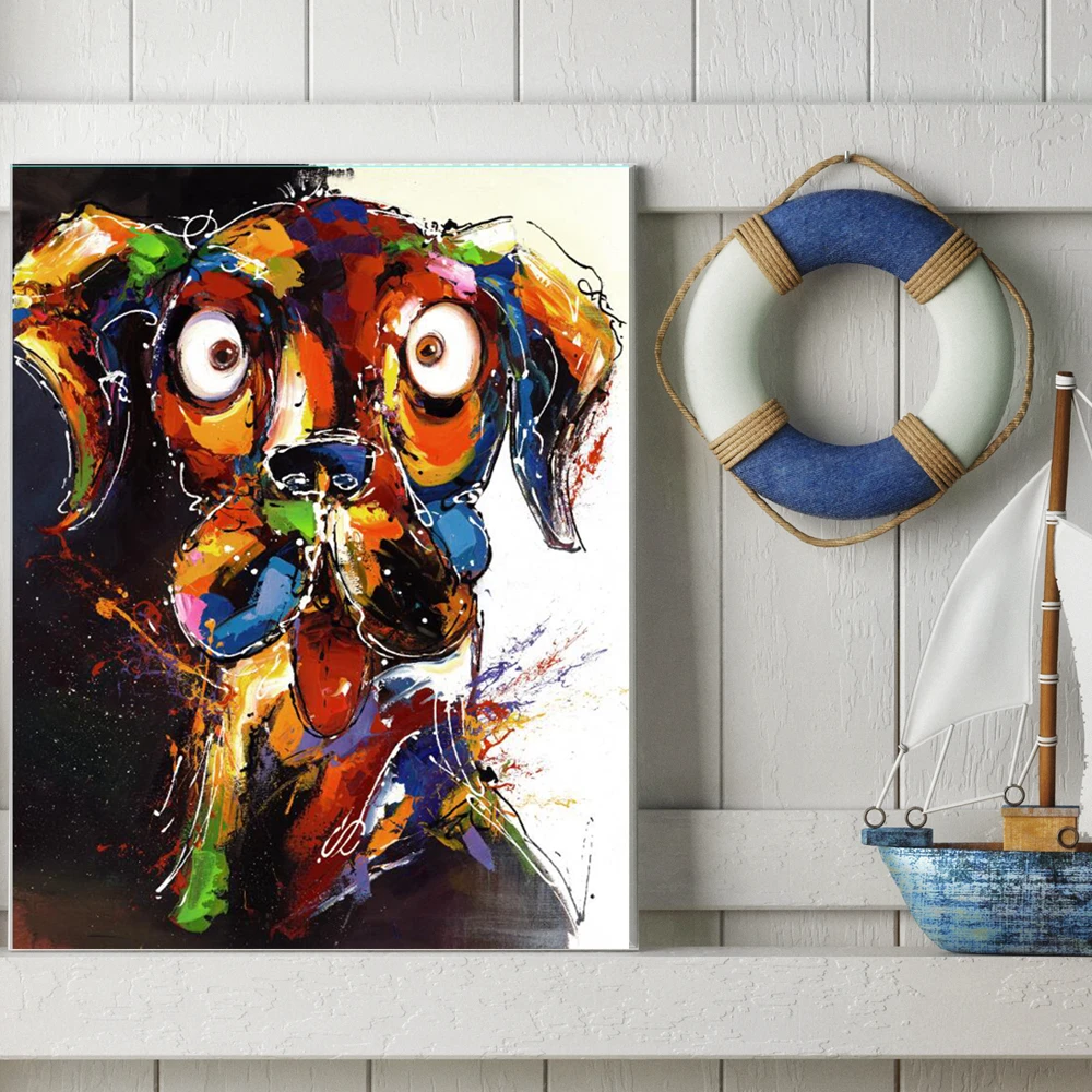 

Abstract Nordic Poster Cartoon Dog Multicolor 3D Handmade Oil Painting for Bedroom Bathroom Kitchen Wall Decor Drop Shipping