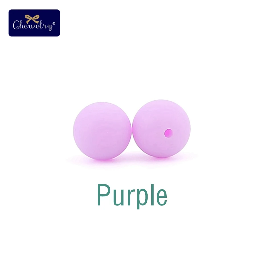 Purple 30 шт пищевого качества силиконовые бусины 12 мм жемчужные силиконовые бусины Детские игрушки DIY детские Прорезывания Зубов Ожерелье без БФА соска цепь аксессуары - Цвет: Purple