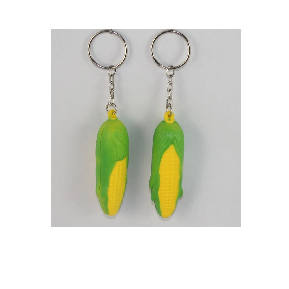 

Mini Corn Maize Soft PU Foam Keychains Key Chain Key Ring Plastic Crafts Pendant Printed LOGO Advertising Promotional Products