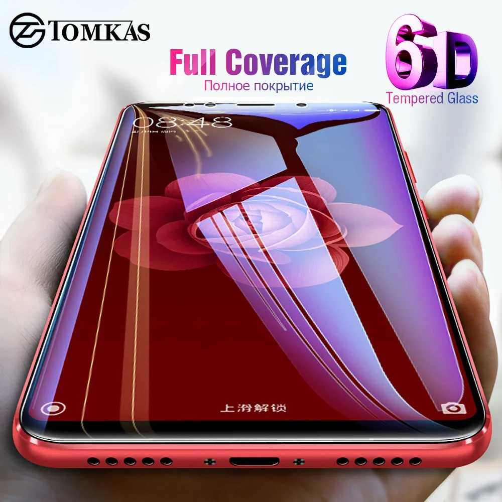 Закаленное стекло TOMKAS для Xiaomi Redmi 6 Защитная пленка экрана 6D Защитное Note 5 Pro Mi A1 6X