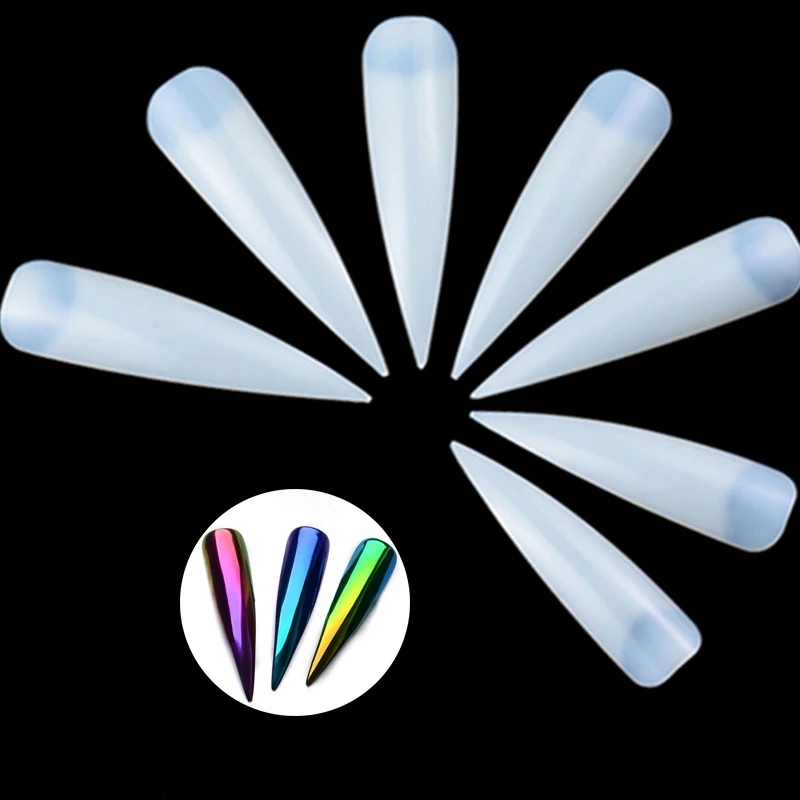 30 шт. накладные ногти длинные острые естественные белые прозрачные модные