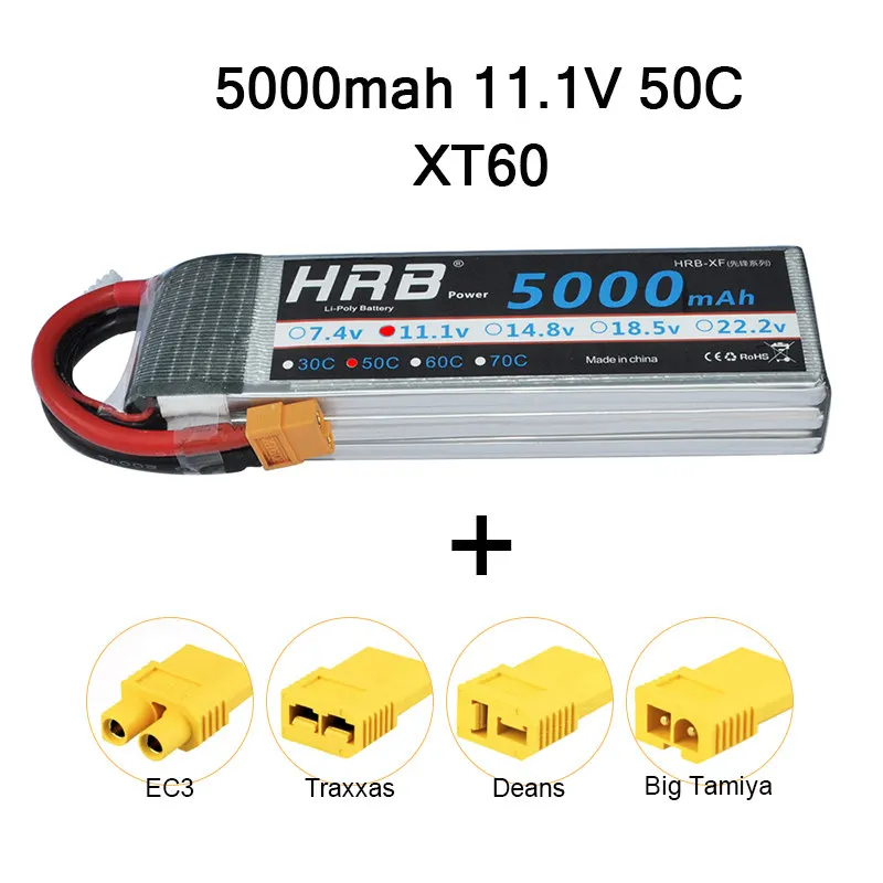 3S 5000mah 50C X6-4C HRB Lipo 3S 4S 11,1 V 14,8 V 5000mah 2S 6S 7,4 V 22,2 V батарея 2200mah 2600mah 3300mah 6000mah T для TRAXXAS 1:10 RC автомобиля FPV лодки - Цвет: 3S 5000mah 50C X6-4C
