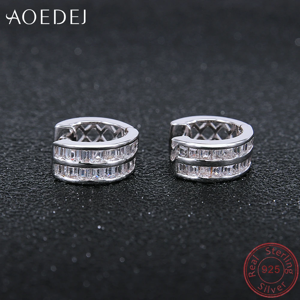 AOEDEJ 925 Sterling Silver Ear Hoop Earrings Cubic Zirconia Circle Women's Earring Brincos for Girls Hoops Creole Earing Jewelry |