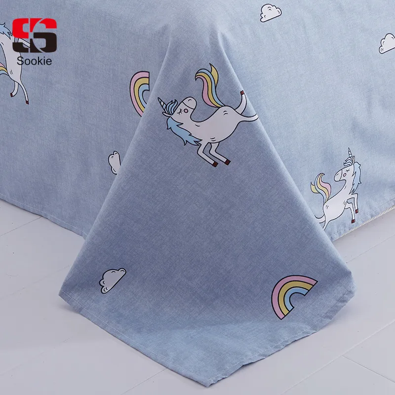 Sookie Единорог кровать плоский лист мультфильм стиль матрас Обложка для детей