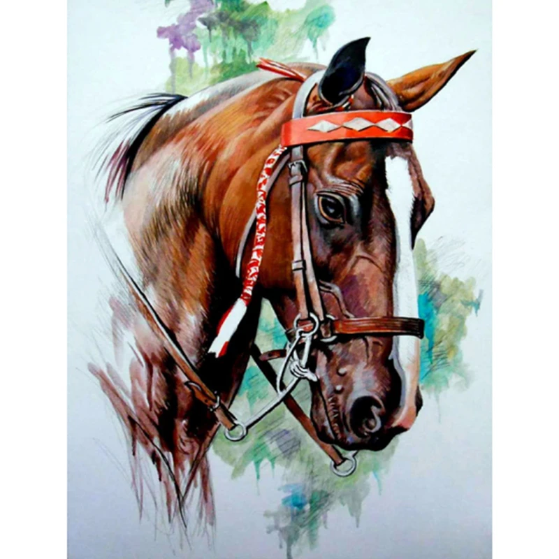 Полная круглая Алмазная дрель вышивка милая картина лошадь вышивки крестом