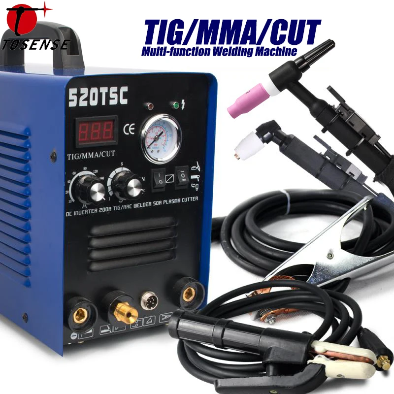 Плазменный резак 3 в 1 50A резак 200A TIG/MMA многофункциональный сварочный аппарат с расходными материалами(520TSC) TIG CUT MMA 3 в 1