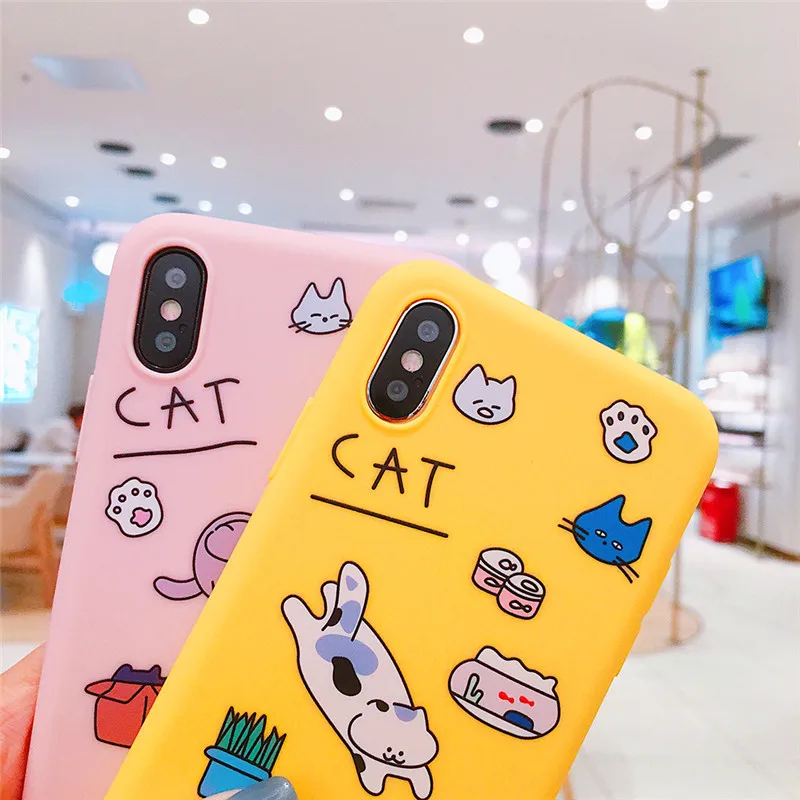 Милый чехол для телефона с мультяшным котом iphone 6 6s 7 8 Plus 11 pro max x xs xr Ультратонкий