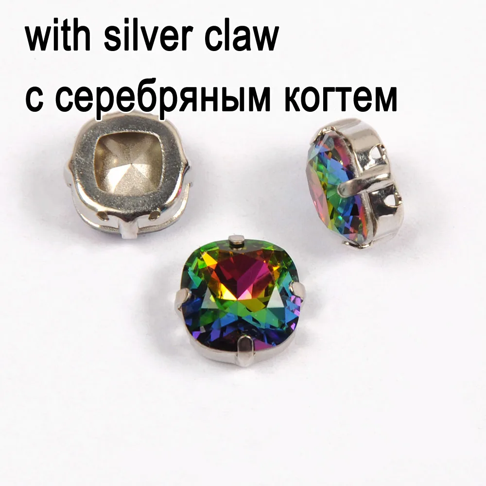 Crystal with silver 001VM пришить Кристалл огранки Стекло Коготь Диаманте Стразы Драгоценности Стразы Золото Серебро установка бусины ремесло драгоценные камни украшения одежды - Цвет: Crystal with silver