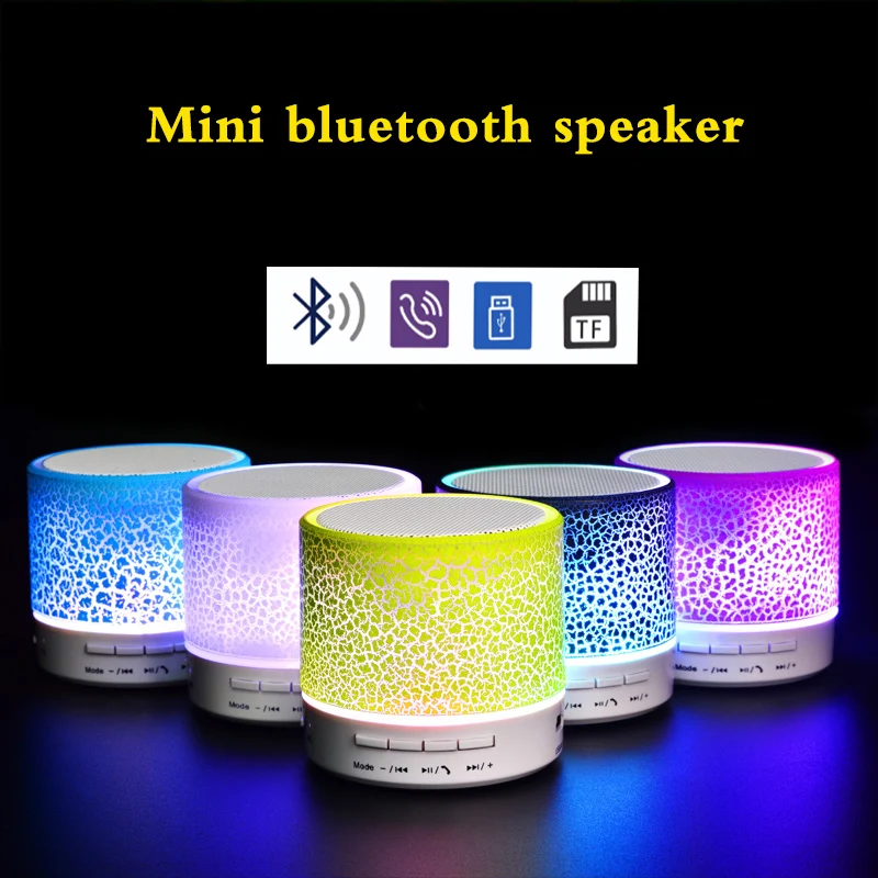 Беспроводной портативный bluetooth динамик мини светодиодный музыкальный аудио TF USB