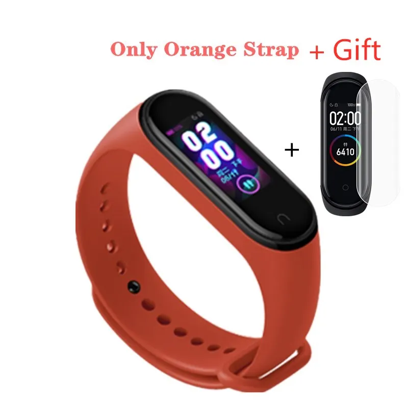 Xiaomi mi ремешок 4 силиконовый сменный Браслет для Xia mi Band 4 mi Band 4 ремешок для часов Xiao mi Watch Band 4 ремешок+ пленка - Цвет: Orange