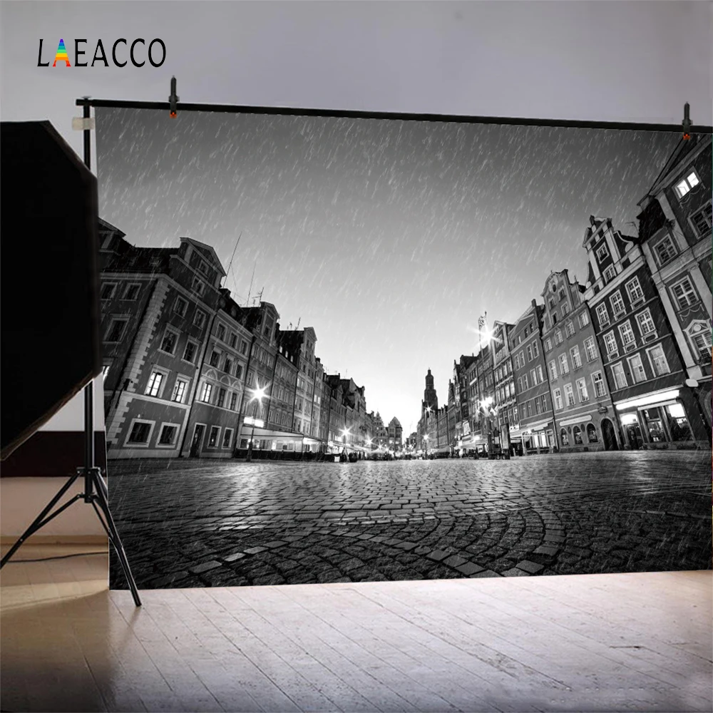 Laeacco City уличные здания Сумерки дождь свет живописные фотографии фоны