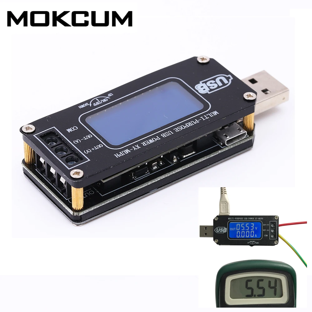 DC USB Шаг вверх/вниз Модуль питания повышающий понижающий преобразователь ЖК-дисплей Вольтметр Амперметр емкость батареи тестер температура дисплей